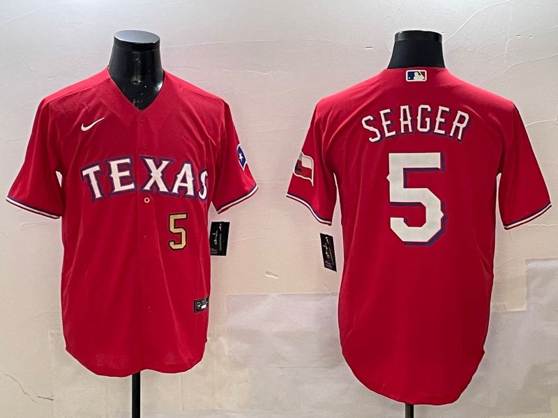 Men Texas Rangers #5 Seager Red Game 2025 Nike MLB Jersey style 4->texas rangers->MLB Jersey